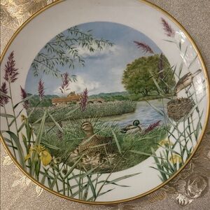Scenic Nature Wall Plate with Gold Trim